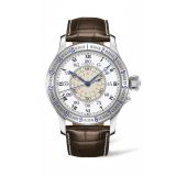 Longines Heritage Lindbergh Hour Angle Steel Automatic Leather Strap Watch