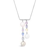 18k White Gold South Sea Pearl, Sapphie and Diamond Pendant