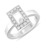 Happy Diamonds 18k White Gold Rectangle Pave Ring