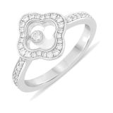 Happy Diamonds 18k White Gold Clover Pave Ring