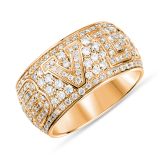 Mono Logo Pave Diamond 18k Rose Gold Ring.