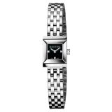 G-Frame 14x18mm,  Black Dial with Diamonds, Quartz Movement, Stainless Steel Watch