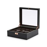 Photo of the WOLF 1834 Axis 8 Piece Vegan Leather Watch Box in black and copper 488016
