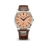 Calatrava 6196P 38mm Rose-Gilt Opaline Dial Manual Platinum Case Leather Strap Watch