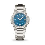Patek Philippe Nautilus 32mm Azure Blue Dial Quartz White Bracelet Watch 7010/1G