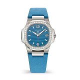 Patek Philippe Nautilus 32mm Azure Blue Dial Quartz White Gold Bracelet Watch 7010G 