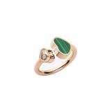 Happy Hearts 18k Rose Gold Malachite Diamond Ring