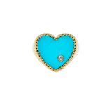 Yvonne Léon 9k Yellow Gold Chevalière Coeur Turquoise Or Jaune Signet Ring