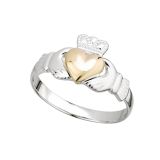 Sterling Silver & 10k Gold Heart Claddagh Ring