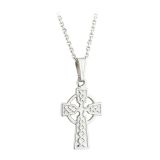 14k White Gold Celtic Cross Necklace