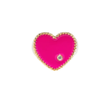 9k Yellow Gold Chevalière Coeur Néon Fuchsia Or Jaune Ring