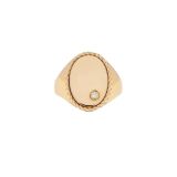 9K Yellow Gold sz 54 Chevalière Ovale Gold or Jaune