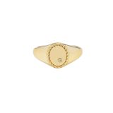 Yvonne Léon 9K Yellow Gold sz 48 Baby Chevalière Ovale or Jaune