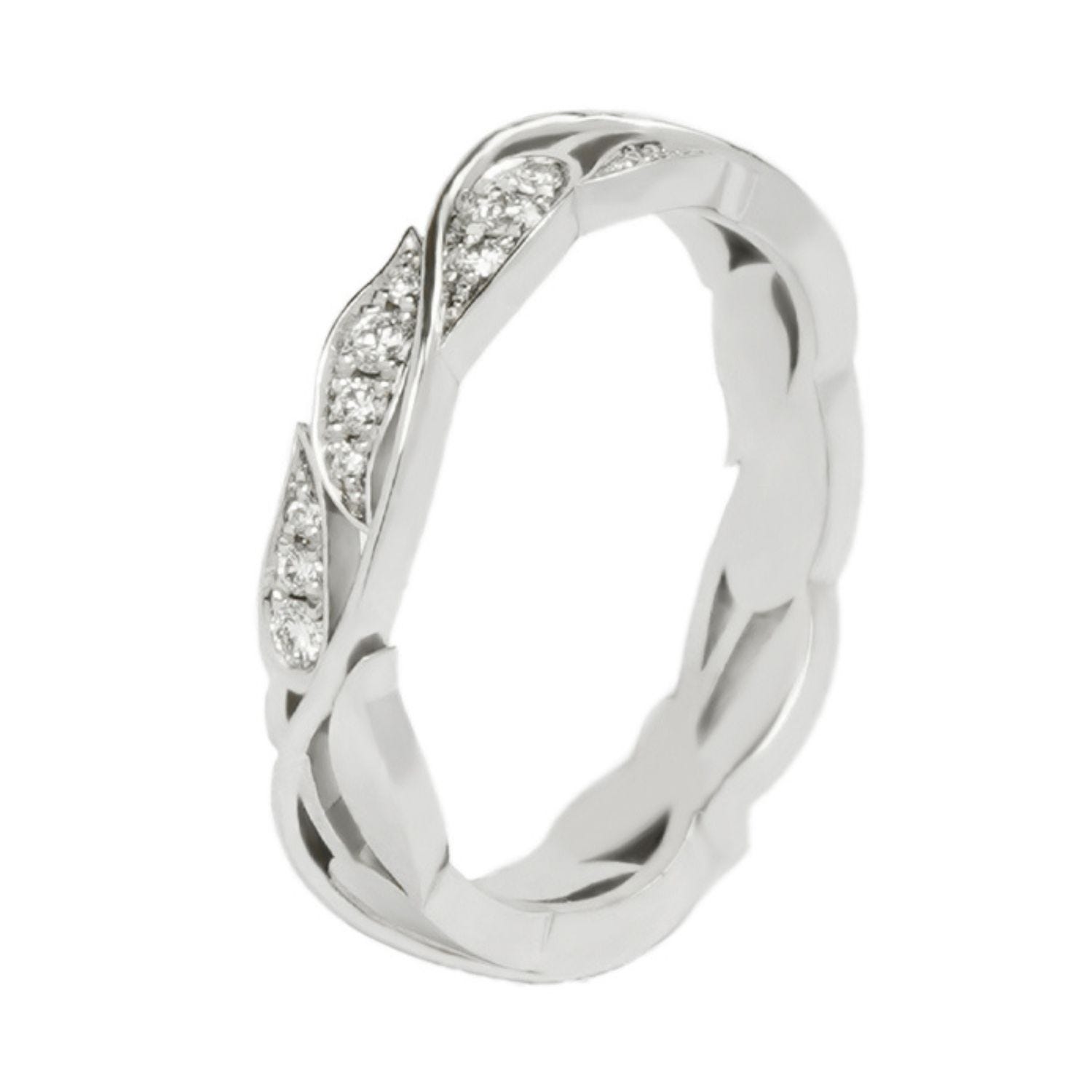 O'Dwyer 18k White Gold Half-Set Leaf Ring