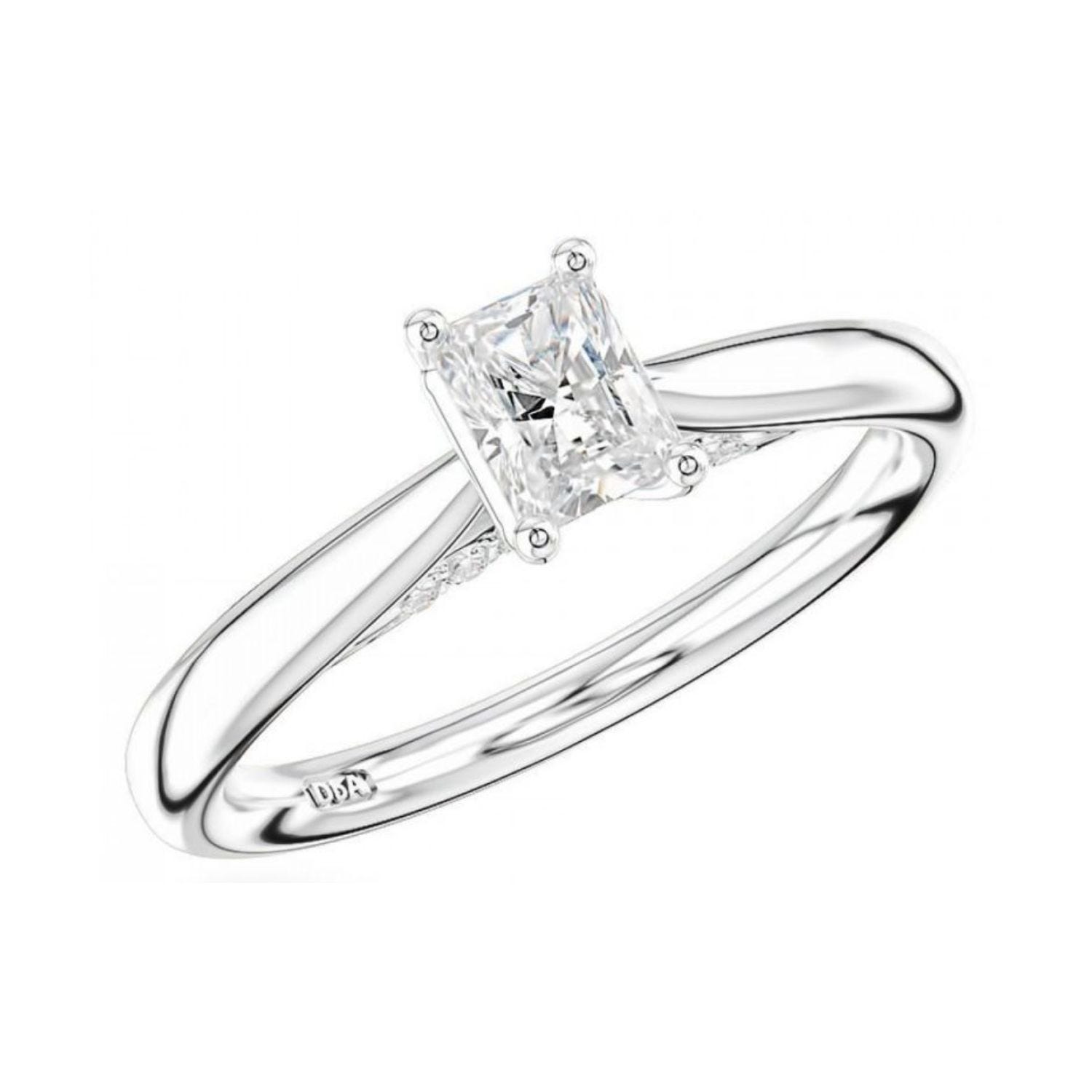 Platinum Radiant Cut Diamond Solitaire Engagement Ring