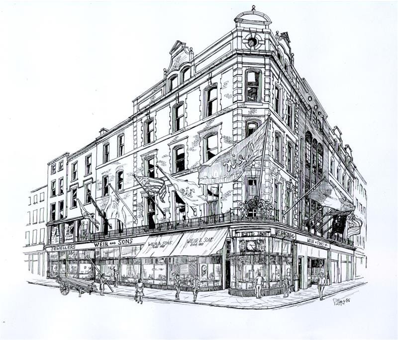 Illustration of Weir & Sons, Grafton Street Dublin. 